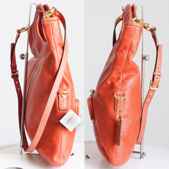 Coach Ergo Convertible Tote #12250 Burnt Orange NWT/NWD Tattersall Kiss Lock HTF - Picture 7 of 15